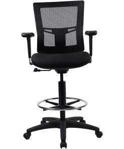 Lorell® Breathable Mesh/Fabric Drafting Stool, Black 2