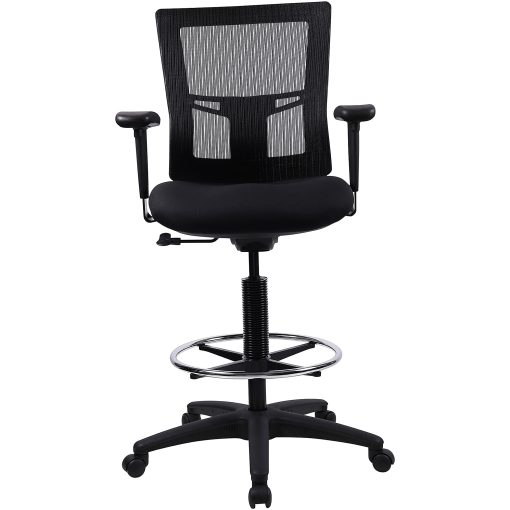 Lorell® Breathable Mesh/Fabric Drafting Stool, Black - Image 2
