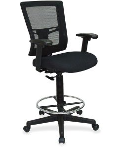 Lorell® Breathable Mesh/Fabric Drafting Stool, Black