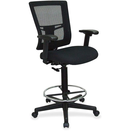 Lorell® Breathable Mesh/Fabric Drafting Stool, Black