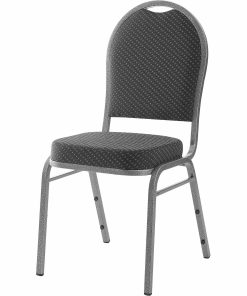 Lorell® Banquet Stack Chairs, Textured Fabric, Black/Gray, Set Of 4 2