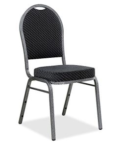 Lorell® Banquet Stack Chairs, Textured Fabric, Black/Gray, Set Of 4