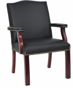 Lorell® Berkeley Traditional Bonded Leather Guest Chair, Black 2