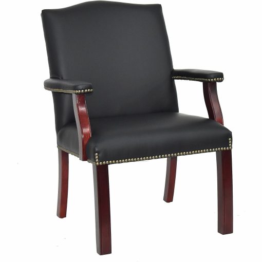 Lorell® Berkeley Traditional Bonded Leather Guest Chair, Black - Image 2