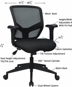 Lorell® Executive Ergonomic Mesh/Fabric Mid-Back Chair, Black 2