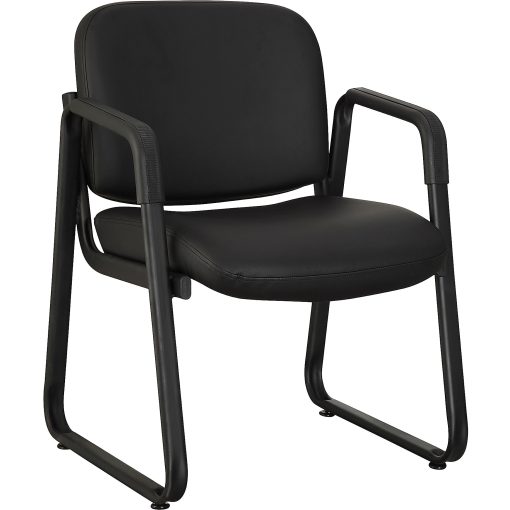 Lorell® Bonded Leather Guest Chair, Black - Image 2