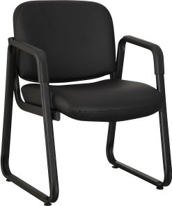 Lorell® Bonded Leather Guest Chair, Black