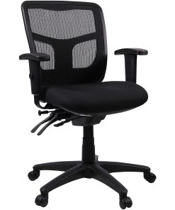 Lorell® Ergonomic Mesh/Fabric Mid-Back Managerial Swivel Chair, Black