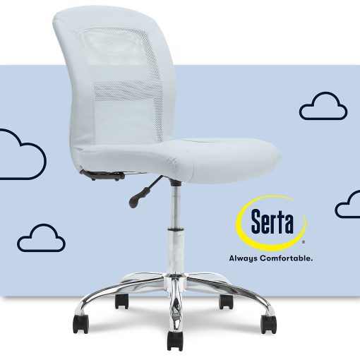 Serta® Essentials Mid-Back Computer Chair, Blue Sky/Chrome - Image 2