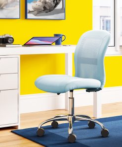 Serta® Essentials Mid-Back Computer Chair, Blue Sky/Chrome