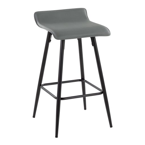 LumiSource Ale Faux Leather Counter Stools, Gray/Black, Set Of 2 Stools - Image 2