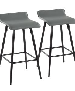 LumiSource Ale Faux Leather Counter Stools, Gray/Black, Set Of 2 Stools