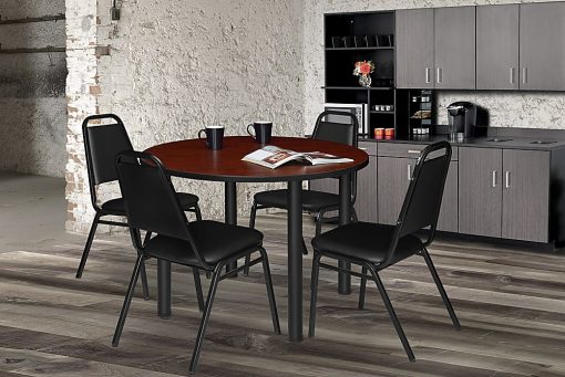 Regency Restaurant Vinyl Stacking Chairs, Black, Pack Of 4 Chairs - Image 2