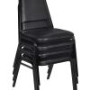 Regency Restaurant Vinyl Stacking Chairs, Black, Pack Of 4 Chairs