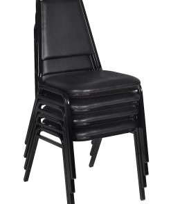 Regency Restaurant Vinyl Stacking Chairs, Black, Pack Of 4 Chairs