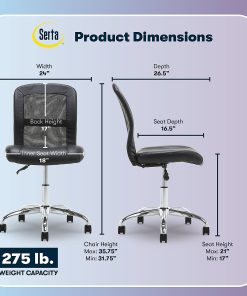 Serta® Essentials Mid-Back Computer Chair, Ingenuity Black/Chrome 2