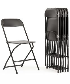Flash Furniture Hercules Series Plastic Folding Chairs, Black, Set Of 6 Chairs