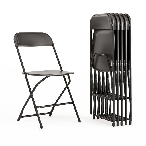 Flash Furniture Hercules Series Plastic Folding Chairs, Black, Set Of 6 Chairs - Image 2