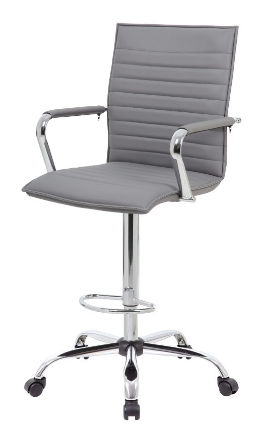 Boss Office Products Drafting Stool, Gray/Chrome