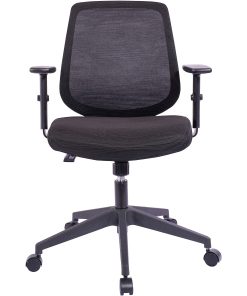 LYS Mid-Back Task Chair – Fabric Seat – Mid Back – 5-star Base – Black – Armrest – 1 Each 2