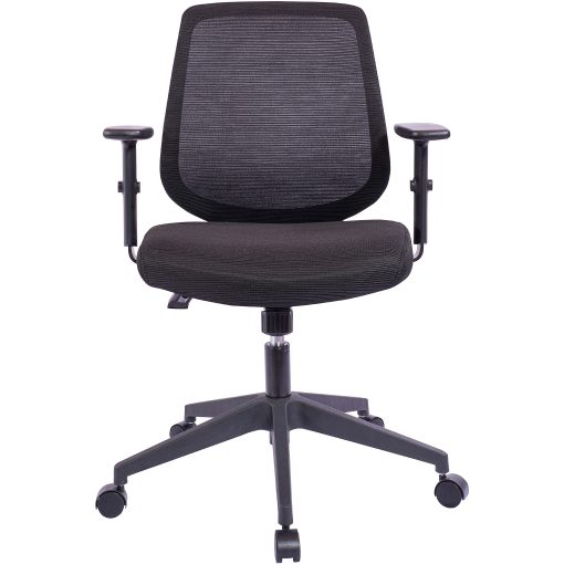 LYS Mid-Back Task Chair - Fabric Seat - Mid Back - 5-star Base - Black - Armrest - 1 Each - Image 2