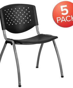 Flash Furniture HERCULES Series Plastic Stack Chairs, Black, Set Of 5 Chairs 2