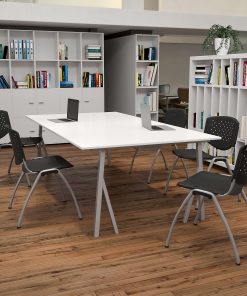 Flash Furniture HERCULES Series Plastic Stack Chairs, Black, Set Of 5 Chairs