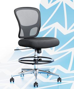 Click365 Perch Mesh Drafting Chair With Back, Dark Gray 2