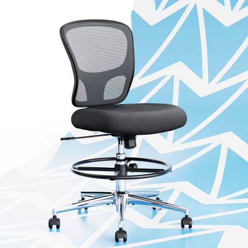 Click365 Perch Mesh Drafting Chair With Back, Dark Gray - Image 2