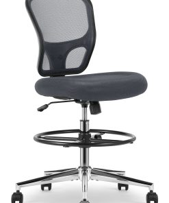 Click365 Perch Mesh Drafting Chair With Back, Dark Gray