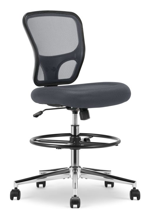 Click365 Perch Mesh Drafting Chair With Back, Dark Gray